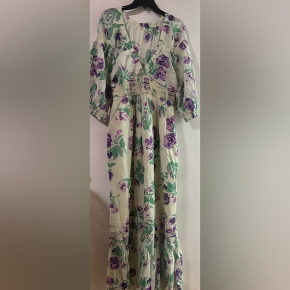 Free people golden hour maxi Floral Green and Purple Women's Dress. NWOT - Picture 4 of 7
